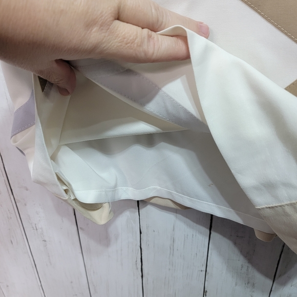 WHITE HOUSE BLACK MARKET WHBM Colorblock Sheath Dress Khaki White Size 2. - Picture 5 of 8